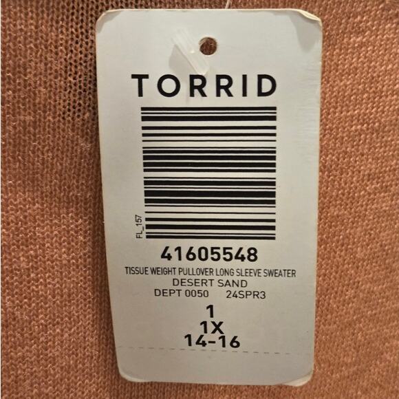 Torrid Tissue Weight Knit Pullover Long Sleeve Sweater Dusty Pink NWT Size 1X - Picture 6 of 9